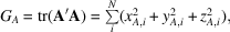 [G_A = {\rm tr}({{{\bf A}'} {\bf A}}) = \textstyle\sum\limits_i^N (x_{A,i}^2 + y_{A,i}^2 + z_{A,i}^2),]