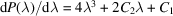 [{\rm d}P(\lambda)/{\rm d}\lambda = 4 \lambda^3 + 2 C_2 \lambda + C_1]