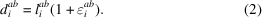 [d_{i}^{{ab}} = l_{i}^{{ab}}(1+\varepsilon_{i}^{{ab}}). \eqno(2)]