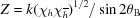 [Z = k({{\chi _h}{\chi _{\overline h}}})^{1/2} /\sin 2\theta _{\rm B}]