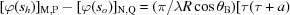 [{[\varphi ({s_h})]_{{\rm{M,P}}}} - {[\varphi ({s_o})]_{{\rm{N,Q}}}} = (\pi /\lambda R\cos \theta_{\rm B})[\tau (\tau + a)]