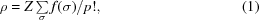 [\rho = Z\textstyle\sum\limits _{{\sigma}}f(\sigma)/p!, \eqno(1)]