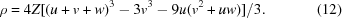 [\rho = 4Z[(u + v + w)^{3} - 3v^{3} - 9u(v^{2} + uw)]/3. \eqno(12)]