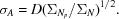 [{\sigma _A} = D(\Sigma _{N_p}/{\Sigma _N})^{1/2}.]