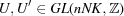 [U,U' \in GL(nNK,{\bb Z})]