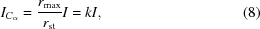[I_{C_\alpha} = {{r_{\max}}\over{r_{\rm st}}} I = kI, \eqno (8)]