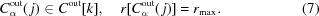 [C_\alpha^{\rm out}(\,j) \in C^{\rm out}[k], \quad r[C_\alpha^{\rm out}(\,j)] = r_{\max}. \eqno (7)]