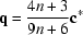{\bf q} = {{4n+3}\over{9n+6}}{\bf c}^*