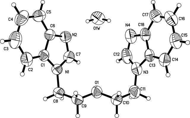 IUCr Bis 2 1 H Benzimidazol 1 Yl Ethyl Ether Monohydrate