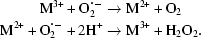 [\eqalign {{\rm M}^{3+} + {\rm O}_{2}^{{\textstyle \cal \cdot} -} & \rightarrow {\rm M}^{2+} + {\rm O}_{2} \cr {\rm M}^{2+} + {\rm O}_{2}^{{\textstyle \cal \cdot} -} + 2{\rm H}^{+} &\rightarrow {\rm M}^{3+} + {\rm H}_{2}{\rm O}_{2}.}]