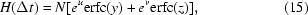 [H(\Delta t) = N [ e^u {\rm erfc}(y) + e^v {\rm erfc}( z )] , \eqno(15)]