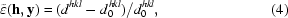 [\tilde \varepsilon( {\bf h}, {\bf y}) = ( d_{}^{hkl} - d_0^{hkl} )/ d_0^{hkl}, \eqno(4)]