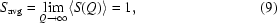 [ {S_{{\rm avg}}} = \lim_{Q\rightarrow\infty}\langle S(Q)\rangle = 1, \eqno(9)]
