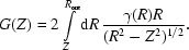 [G(Z) = 2\int\limits_{Z}^{R_{\rm out}}{\rm d}R\,{{\gamma(R)R}\over{(R^{2}-Z^{2})^{1/2}}}.]