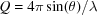 Q = 4\pi \sin (\theta) / \lambda