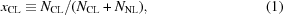 [x_{\rm CL} \equiv N_{\rm CL}/(N_{\rm CL} + N_{\rm NL}), \eqno (1)]