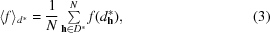 [\langle f \rangle _{d^{*}} = {{1}\over{N}}\textstyle\sum\limits_{{\bf h} \in D^{*}}^{N}f(d_{{\bf h}}^{*}), \eqno(3)]