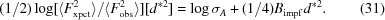 [({{1}/{2}})\log [{{ \langle F_{{\rm xpct}}^{2}\rangle} / {\langle F_{{\rm obs}}^{2}\rangle}} ][d^{*2}] = \log\sigma_{A}+({{1}/{4}})B_{{\rm impf}} d^{*2}. \eqno(31)]