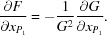 [{{\partial F} \over {\partial x_{P_1}}} = -{{1} \over {G^2}} {{\partial G} \over {\partial x_{P_1}}}.]
