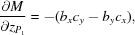 [{{\partial M} \over {\partial z_{P_1} }} = -(b_x c_y - b_y c_x),]