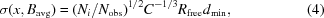 [\sigma(x,B_{\rm avg}) = (N_i / N_{\rm obs})^{1/2} C^{-1/3} R_{\rm free} d_{\rm min}, \eqno(4)]