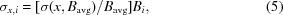 [\sigma_{x,i} = [{\sigma(x,B_{\rm avg}) / {B_{\rm avg}}} ] B_i, \eqno(5)]