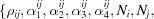 [\{\rho_{ij},\alpha_1^{ij},\alpha_2^{ij},\alpha_3^{ij},\alpha_4^{ij},N_i,N_j,]
