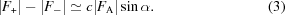 [|F_{+}| - |F_{-}| \simeq c|F_{\rm A}|\sin \alpha. \eqno (3)]