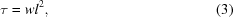 [\tau = {wl}^{2}, \eqno(3)]