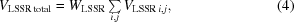 [V_{\rm LSSR\, total} = W_{\rm LSSR} \textstyle \sum \limits_{i,j}V_{{\rm LSSR}\,i,j}, \eqno (4)]