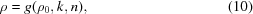 [\rho = g(\rho_0,k,n), \eqno (10)]
