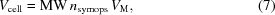 [V_{\rm{cell}}={\rm{MW}}\,n_{\rm{symops}}\,V_{\rm{M}},\eqno(7)]