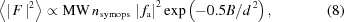 [\left\langle|\,F\,|^2\right\rangle \propto {\rm{MW}}\,n_{\rm{symops}}\,\left|\,f_{\rm{a}}\right|^2\exp\left(-0.5B/d^{\,2}\right),\eqno(8)]