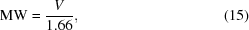 [{\rm MW} = {{V}\over{1.66}}, \eqno (15)]