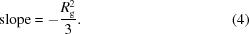 [{\rm slope} = -{{{R}_{\rm g}^{2}}\over{3}}. \eqno (4)]