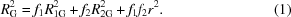 [R_{\rm G}^2 = {f_1}R_{1{\rm G}}^2 + {f_2}R_{2{\rm G}}^2 + {f_1}{f_2}{r^2}. \eqno (1)]