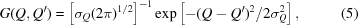 [G(Q,Q' ) = \left[ \sigma _Q(2\pi )^{1/2} \right]^{ - 1} \exp\left[ - (Q - Q')^2/2\sigma _Q^2\right], \eqno(5)]