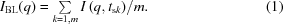 [I_{\rm BL} (q) = \textstyle\sum\limits_{k = 1, m} {{I \left (q, t_{{\rm s}k} \right )} / m} . \eqno (1)]