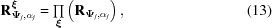 [ {\bf{R}}_{{{{\boldPsi }}_j},{\alpha _j}}^{{\boldxi }} = \textstyle \prod \limits_{{\boldxi }} \left({{{\bf{R}}_{{{{\boldPsi }}_j},{\alpha _j}}}} \right), \eqno(13)]