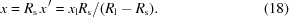 [x = R_{\rm{s}}\, x^{\,\prime} = x_{\rm{l}} R_{\rm{s}}/(R_{\rm{l}} - R_{\rm{s}}). \eqno(18)]