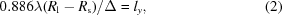 [0.886 \lambda (R_{\rm{l}}-R_{\rm{s}}) / \Delta = l_y, \eqno(2)]