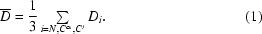 [\overline D = {1 \over 3}\textstyle\sum\limits_{i = N,C^\alpha, C'} {D_i }.\eqno (1)]
