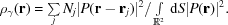 [\rho _{\gamma}({\bf r}) = \textstyle\sum\limits _{j}N_{j}|P({\bf r}-{\bf r}_{j})|^{2}/\int\limits _{{{\bb R}^{2}}}\,{\rm d}S|P({\bf r})|^{2}.]