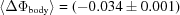 [\langle \Delta\Phi _{{\rm body}}\rangle = (-0.034 \pm 0.001)]