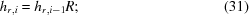 [h_{r,i} = h_{r,i-1}R\semi \eqno (31)]