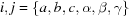 [i,j = \{ a,b,c,\alpha,\beta,\gamma \}]