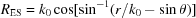 [R_{\rm ES} = k_0 \cos[\sin^{-1}(r/k_0 - \sin\theta)]]