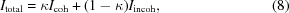 [I_{\rm{total}} = \kappa I_{\rm{coh}} + (1 - \kappa)I_{\rm{incoh}}, \eqno (8)]