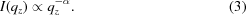 [I(q_z) \propto q_z^{-\alpha}. \eqno (3)]