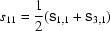 [s_{11} = {{1}\over{2}}({\sf s}_{1,1}+{\sf s}_{3,1})]